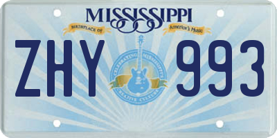 MS license plate ZHY993