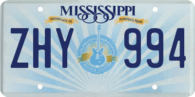 MS license plate ZHY994