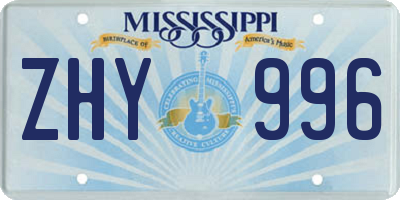 MS license plate ZHY996