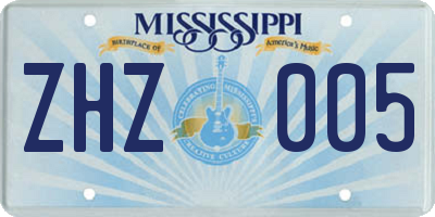MS license plate ZHZ005