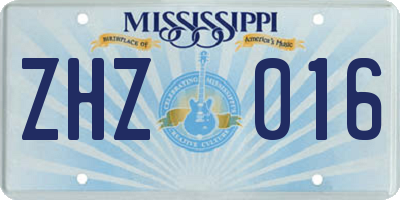 MS license plate ZHZ016