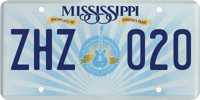 MS license plate ZHZ020