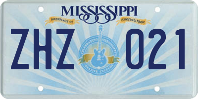 MS license plate ZHZ021