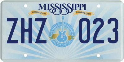 MS license plate ZHZ023
