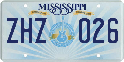 MS license plate ZHZ026
