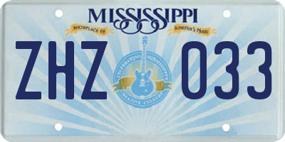 MS license plate ZHZ033