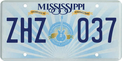 MS license plate ZHZ037