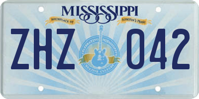 MS license plate ZHZ042