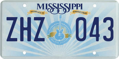 MS license plate ZHZ043