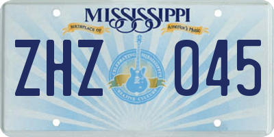 MS license plate ZHZ045
