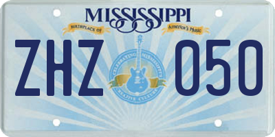 MS license plate ZHZ050