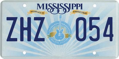 MS license plate ZHZ054