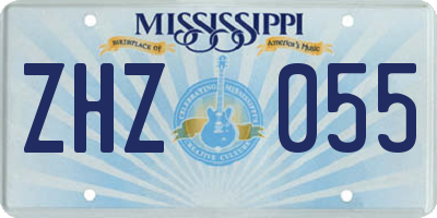 MS license plate ZHZ055