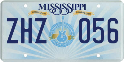 MS license plate ZHZ056