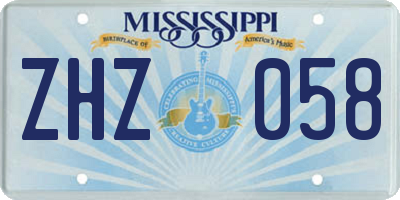 MS license plate ZHZ058