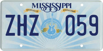 MS license plate ZHZ059