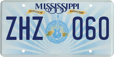 MS license plate ZHZ060