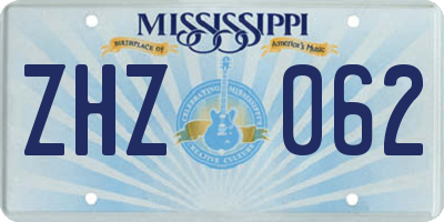 MS license plate ZHZ062
