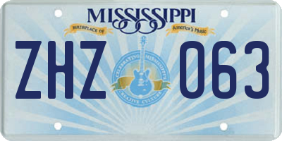 MS license plate ZHZ063