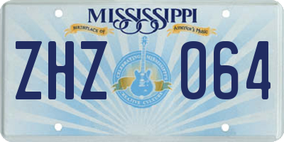 MS license plate ZHZ064