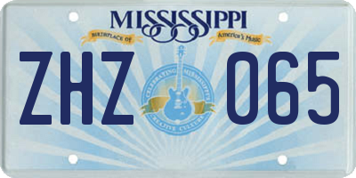 MS license plate ZHZ065