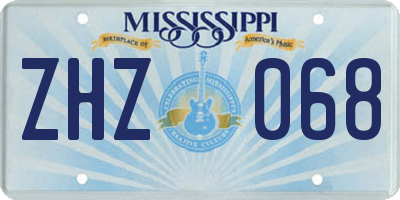 MS license plate ZHZ068