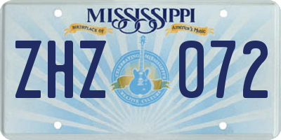 MS license plate ZHZ072