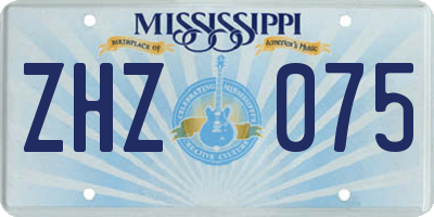 MS license plate ZHZ075