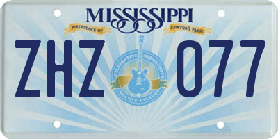 MS license plate ZHZ077
