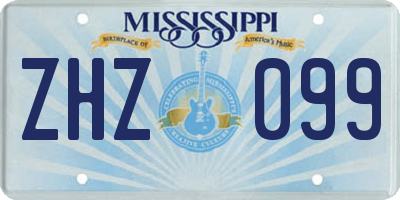 MS license plate ZHZ099