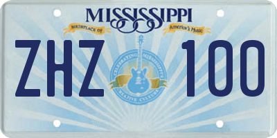 MS license plate ZHZ100