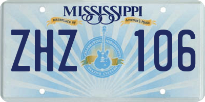 MS license plate ZHZ106