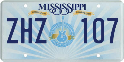 MS license plate ZHZ107
