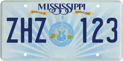 MS license plate ZHZ123