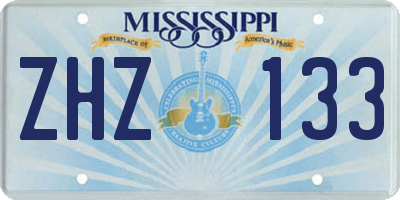 MS license plate ZHZ133