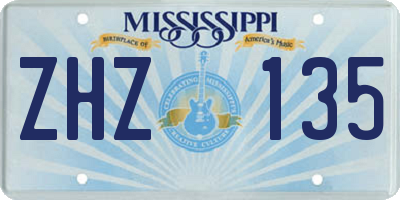 MS license plate ZHZ135