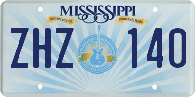 MS license plate ZHZ140