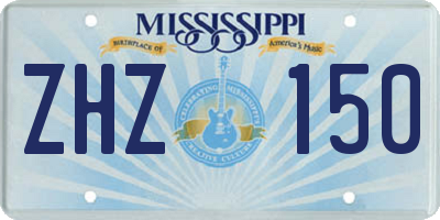 MS license plate ZHZ150