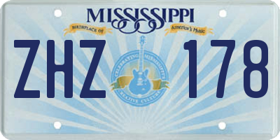 MS license plate ZHZ178