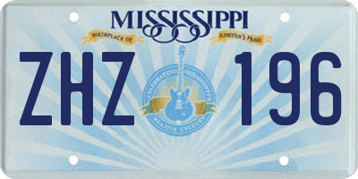 MS license plate ZHZ196