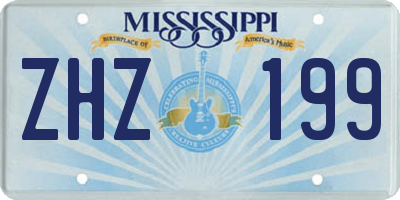 MS license plate ZHZ199