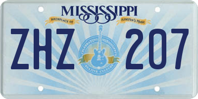MS license plate ZHZ207