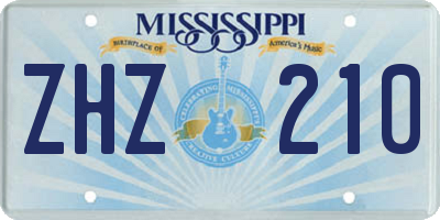 MS license plate ZHZ210