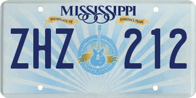MS license plate ZHZ212