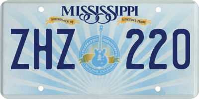 MS license plate ZHZ220