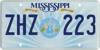 MS license plate ZHZ223