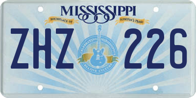 MS license plate ZHZ226