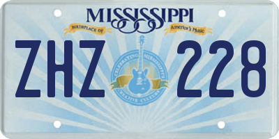 MS license plate ZHZ228