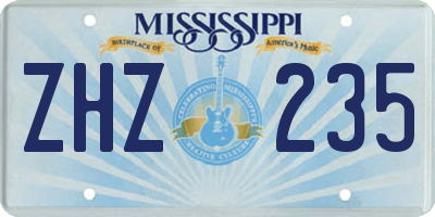 MS license plate ZHZ235