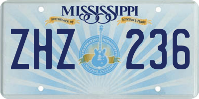 MS license plate ZHZ236